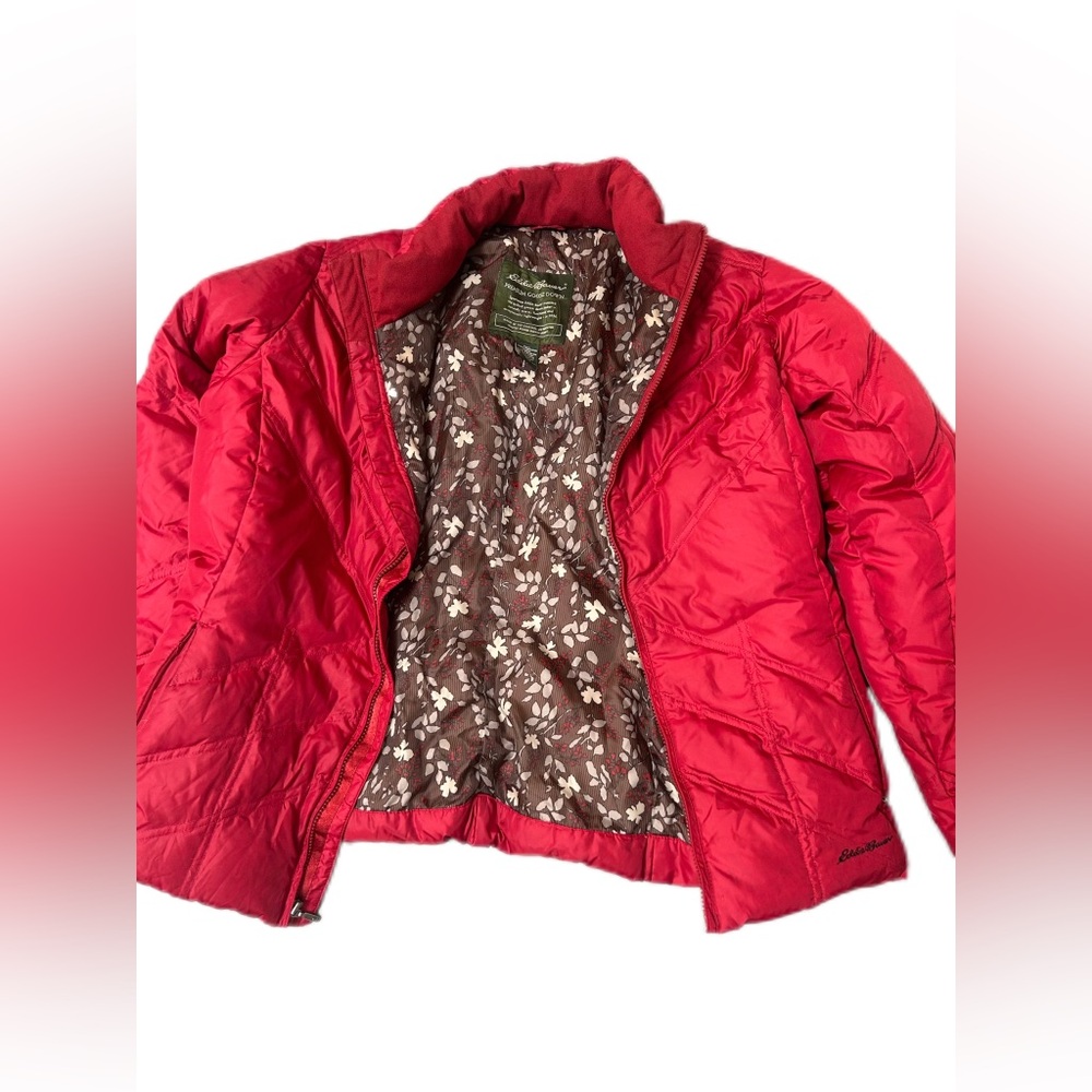 Eddie Bauer Vintage Premium Goose Down Red Quilted Jacket Size Large - Picture 2 of 10